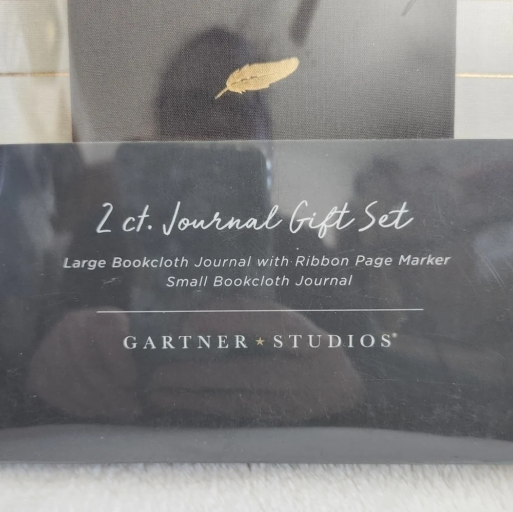 Gartner Studios Cream Gray Gold Bookcloth Journal 2 Piece Gift Set NWT